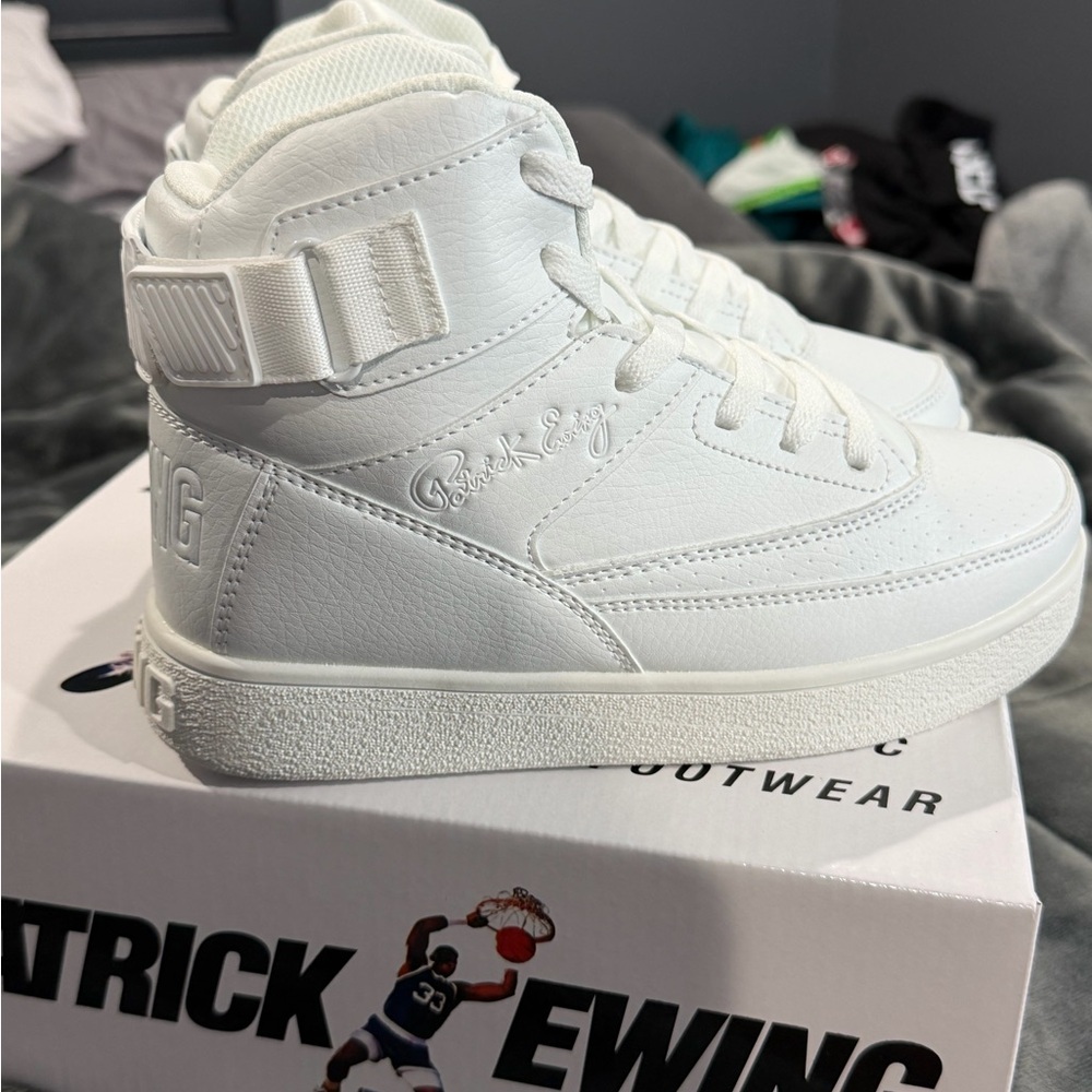 Kids Pat Ewing White High-Top Sneakers 5Y - Picture 4 of 4